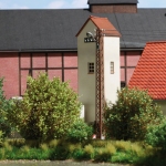 Busch 4185 - H0 - Gittermastleuchte verrostet, oval, 105 mm - gelb